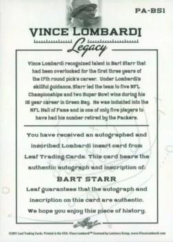 2012 Leaf Vince Lombardi Legacy - Autographs Red Ink #PABS1 Bart Starr Back