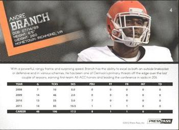 2012 Press Pass - Reflectors #4 Andre Branch Back