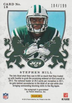 2012 Panini Rookies & Stars - Rookie Crusade Autographs Red #18 Stephen Hill Back