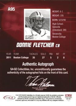 2012 SAGE HIT - Autographs #A95 Donnie Fletcher Back