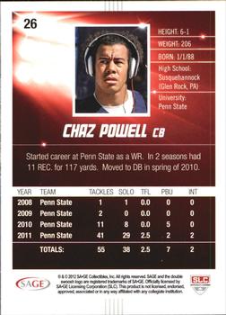 2012 SAGE HIT - Silver #26 Chaz Powell Back