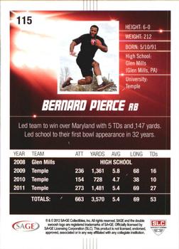 2012 SAGE HIT - Silver #115 Bernard Pierce Back