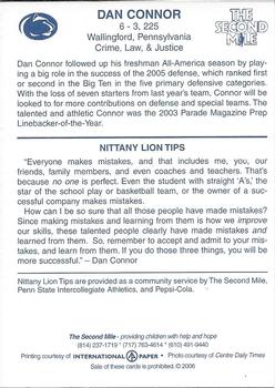 2006 The Second Mile Penn State Nittany Lions Tips: Fall Edition #NNO Dan Connor Back