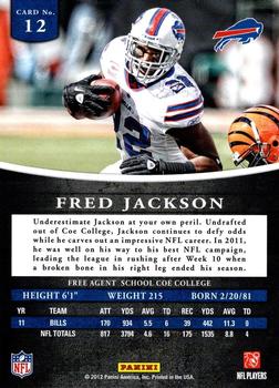 2012 Panini Prominence - Silver #12 Fred Jackson Back