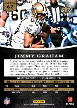 2012 Panini Prominence - Silver #62 Jimmy Graham Back