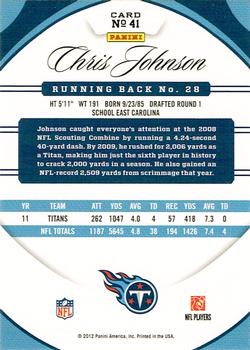 2012 Panini Certified #41 Chris Johnson Back