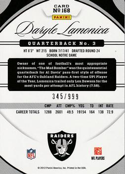 2012 Panini Certified #168 Daryle Lamonica Back