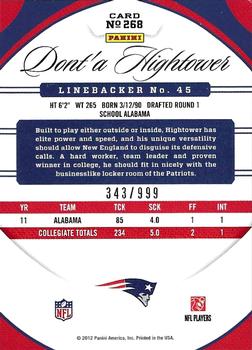 2012 Panini Certified #268 Dont'a Hightower Back
