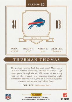 2012 Panini Prime Signatures #155 Thurman Thomas Back