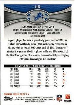 2012 Topps Chrome #115 Calvin Johnson Back