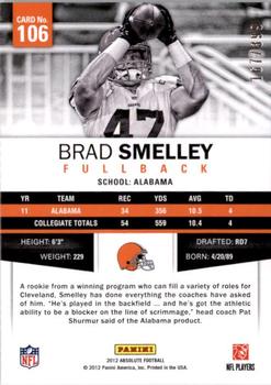 2012 Panini Absolute #106 Brad Smelley Back