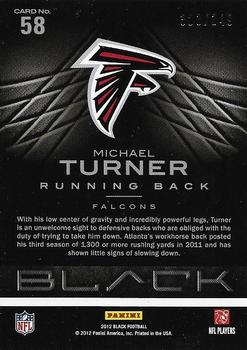 2012 Panini Black #58 Michael Turner Back