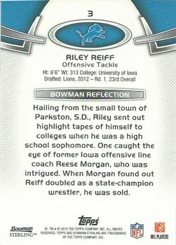 2012 Bowman Sterling #3 Riley Reiff Back
