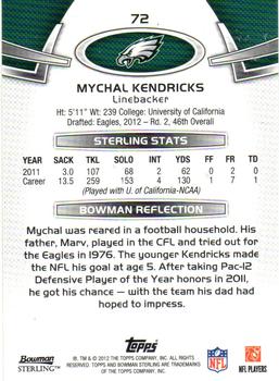2012 Bowman Sterling #72 Mychal Kendricks Back