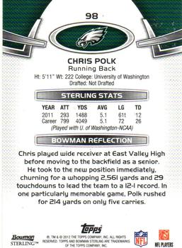 2012 Bowman Sterling #98 Chris Polk Back