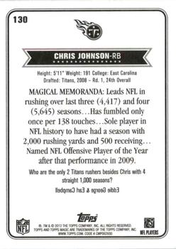 2012 Topps Magic #130 Chris Johnson Back