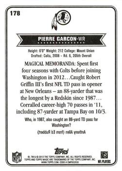 2012 Topps Magic #178 Pierre Garcon Back