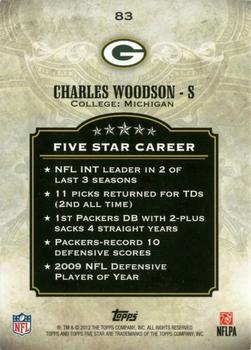 2012 Topps Five Star #83 Charles Woodson Back