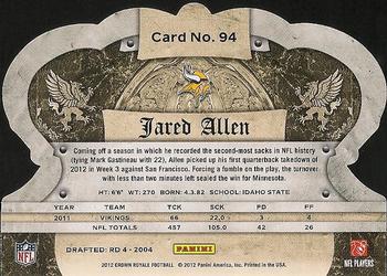 2012 Panini Crown Royale #94 Jared Allen Back