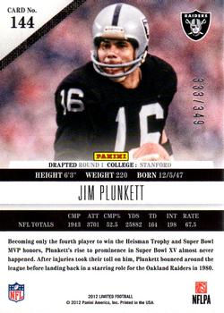 2012 Panini Limited #144 Jim Plunkett Back