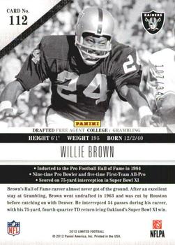 2012 Panini Limited #112 Willie Brown Back