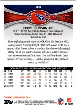 2012 Topps Chrome - Camo Refractors #44 Chris Johnson Back
