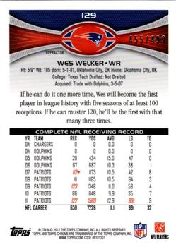 2012 Topps Chrome - Camo Refractors #129 Wes Welker Back