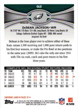 2012 Topps Chrome - Refractors #92 DeSean Jackson Back