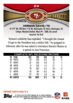 2012 Topps Chrome - Purple Refractors #24 Vernon Davis Back