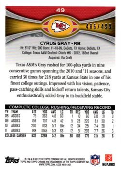 2012 Topps Chrome - Purple Refractors #49 Cyrus Gray Back