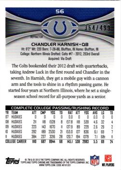 2012 Topps Chrome - Purple Refractors #56 Chandler Harnish Back