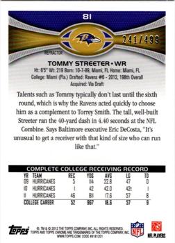 2012 Topps Chrome - Purple Refractors #81 Tommy Streeter Back