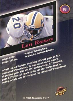 1995 Superior Pix #98 Len Raney Back