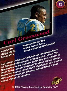 1995 Superior Pix - Autographs #12 Carl Greenwood Back