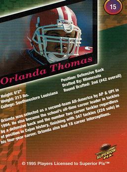 1995 Superior Pix - Autographs #15 Orlando Thomas Back