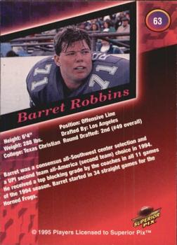 1995 Superior Pix - Autographs #63 Barrett Robbins Back