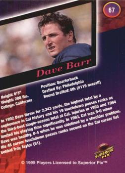 1995 Superior Pix - Autographs #67 Dave Barr Back