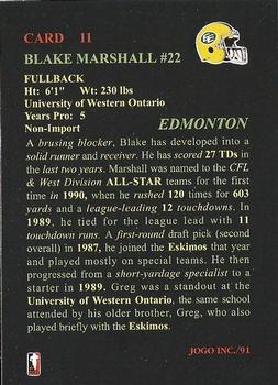 1991 JOGO #11 Blake Marshall Back
