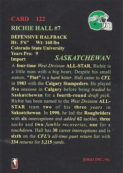 1991 JOGO #122 Richie Hall Back