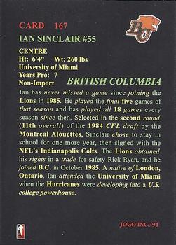 1991 JOGO #167 Ian Sinclair Back