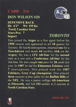 1991 JOGO #214 Don Wilson Back