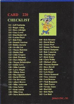 1991 JOGO #220 Checklist 111-220 Front