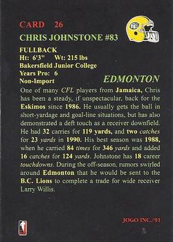 1991 JOGO #26 Chris Johnstone Back