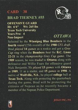 1991 JOGO #38 Brad Tierney Back