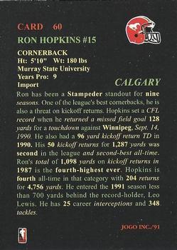 1991 JOGO #60 Ron Hopkins Back