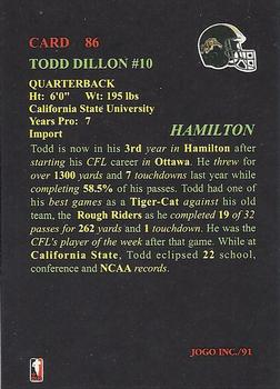 1991 JOGO #86 Todd Dillon Back