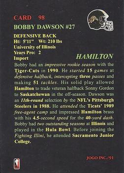 1991 JOGO #98 Bobby Dawson Back
