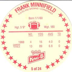 1989 King B Discs #5 Frank Minnifield Back