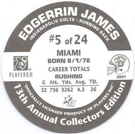 2001 King B Discs #5 Edgerrin James Back