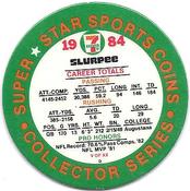 1984 7-Eleven Super Star Sports Coins: East Region #V D Ken Anderson Back